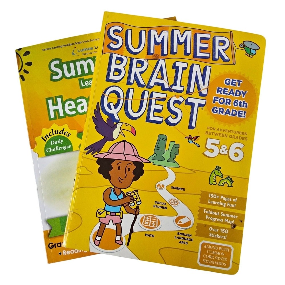 Workman Lumos Summer Brain Quest Workbooks Kids Grade 5-6 Yellow Educational Lot